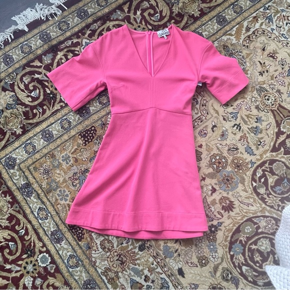 Ganni Stretch suiting v-neck mini dress - Picture 10 of 13